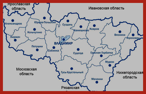 карта Владимирской области