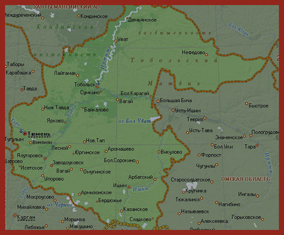 карта Тюменской области